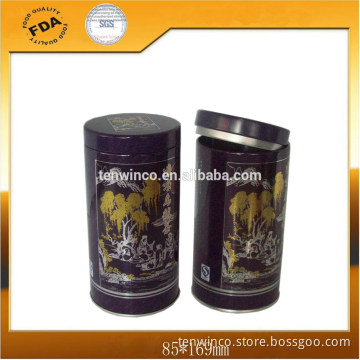 Round Tea Tin Can with Inner Plug Lid
